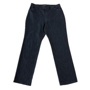 Lee Women's 12 Medium Relaxed Fit Straight Leg Mid Rise Dark Wash Jeans